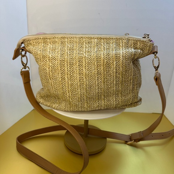 Leoma Lovegrove Pineapple Crossbody Bag Straw Faux Leather Tropical Pink Blue - Picture 5 of 13